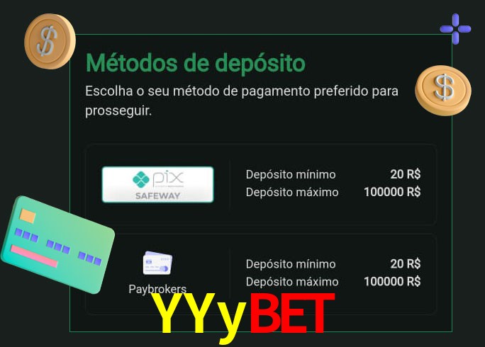 O cassino YYybet oferece uma grande variedade de métodos de pagamento